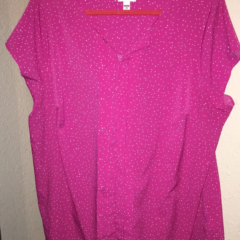 Pink spotted dress top